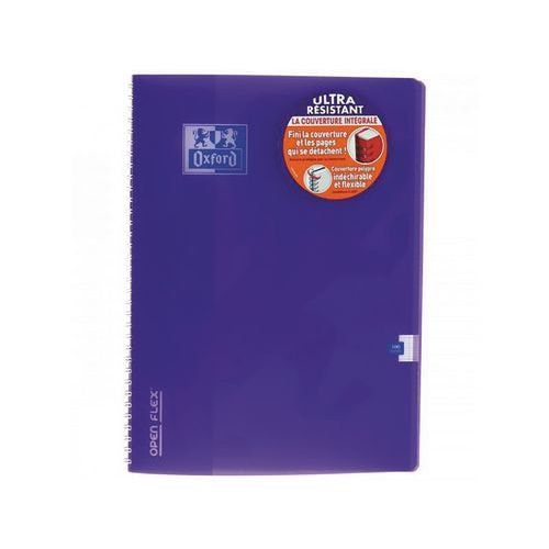 OXFORD Cahier OpenFlex A4 Grands Carreaux Seyès 100 Pages Reliure Intégrale Couverture Polypro Coloris Assorti - Image principale