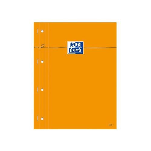 OXFORD Bloc-Notes Perforé Orange A4+ Petits Carreaux 5mm Margés 80 Feuilles Agrafées Côté Couverture Carte End - Image principale
