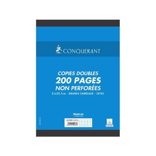 CONQUERANT Copies Doubles Non Perforées A4 Grands Carreaux Seyès 200 Pages Sous Film Blanches - Image principale