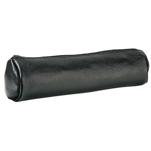 Elba Fourre-Tout Rond 6x21cm à Fermeture Eclair Cuir Ebène Noir - Image principale
