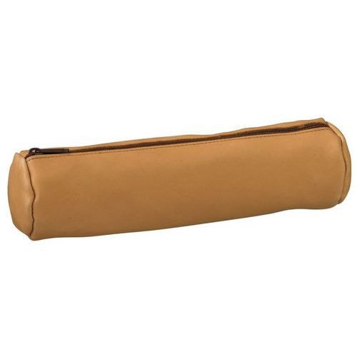 Elba Fourre-Tout Rond 6x21cm à Fermeture Eclair Cuir Naturel Beige - Image principale