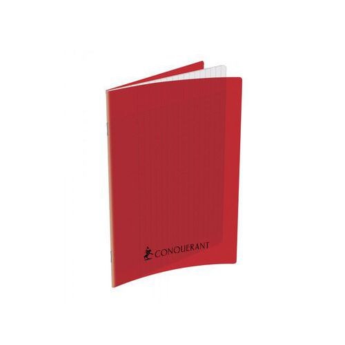 CONQUERANT Cahier Classique 17x22cm Grands Carreaux Seyès 192 Pages Agrafées Couverture Polypro Rouge - Image principale