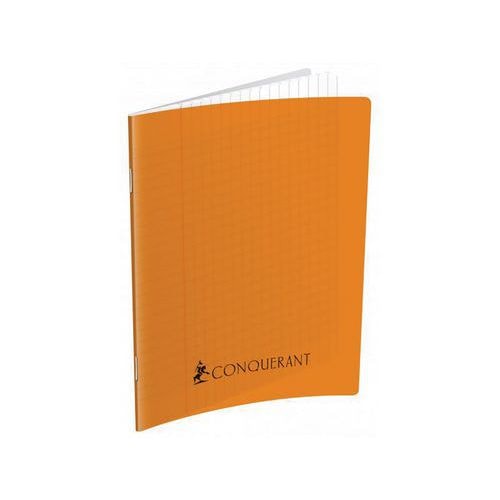 CONQUERANT Cahier Classique 17x22cm Grands Carreaux Seyès 192 Pages Agrafées Couverture Polypro Orange - Image principale