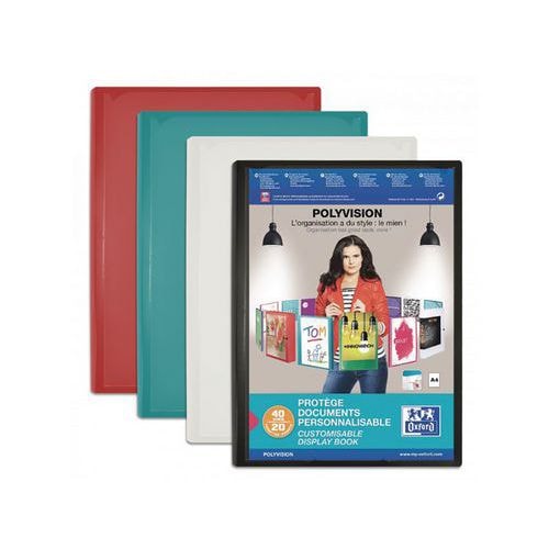 OXFORD Protège-Documents Polyvision A4 40 vues / 20 pochettes Couverture Polypro Opaque Coloris Assortis - Image principale