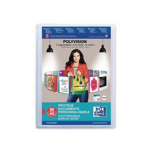 OXFORD Protège-Documents Polyvision A4 80 vues / 40 pochettes Couverture Polypro Incolore - Image principale