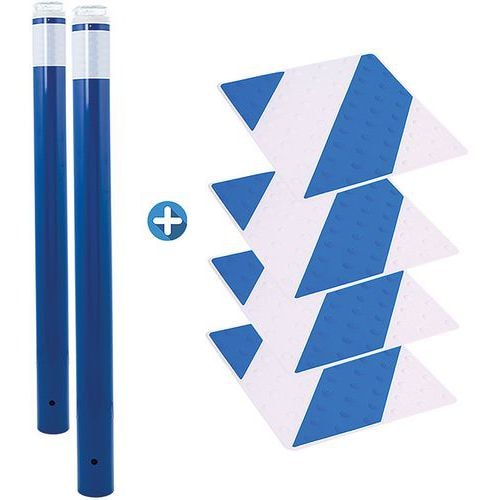 Kit piétons - poteaux lumineux bleus et dalles bleu/blanc - Image principale
