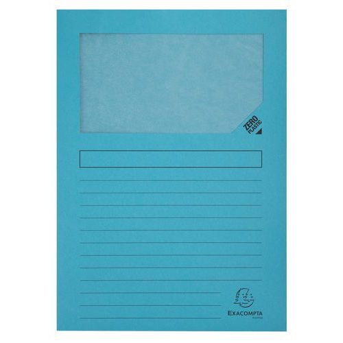 Pochette coin en carte à fenêtre 22x31 cm (Paquet de 100) - Bleu - Image principale