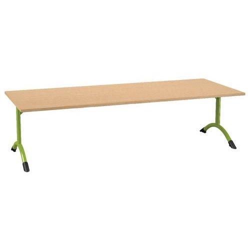Table Sara 200 x 80 cm fixe T2 stratifié DL hêtre miel - vert 1864 - Image principale
