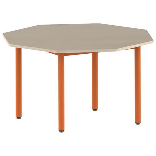Table Carélie octogonale Ø 120 cm fixe 4 pieds stratifié Mobidecor - Image principale