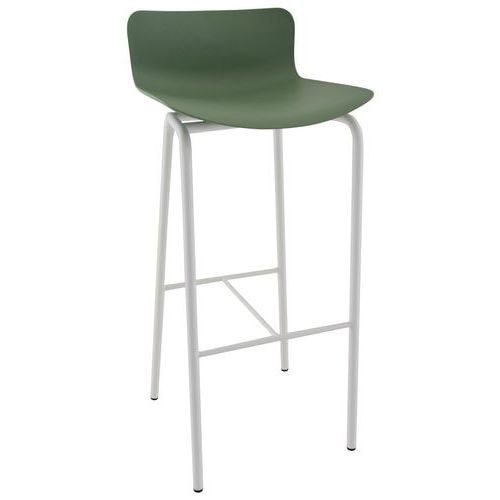 Tabouret haut Popp coque amande - piètement blanc - Image principale