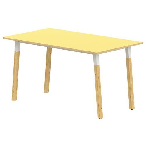 Table 4 pieds inclinés métal/bois 80 x 80 cm stratifié ABS - Image principale