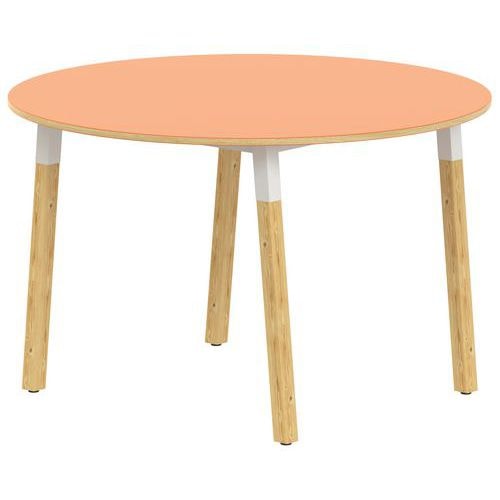 Table 4 pieds inclinés métal/bois ronde Ø 120 cm stratifié ABS - Image principale