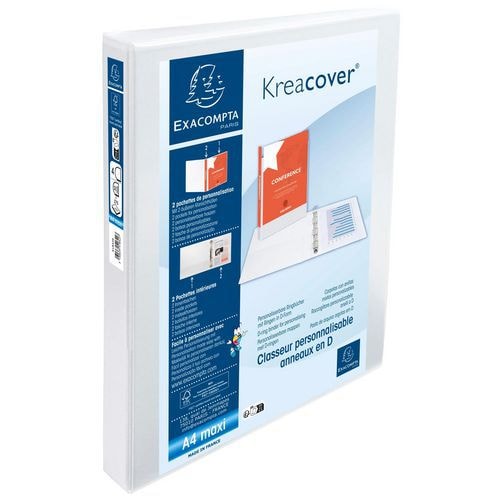 Classeur plastique A4 blanc dos: 50mm 4 anneaux en 30mm - Image principale