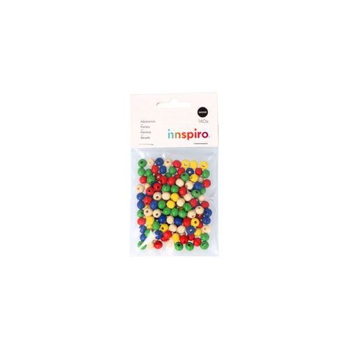 Sachet 140 perles bois rondes multicolores 8 mm - Image principale