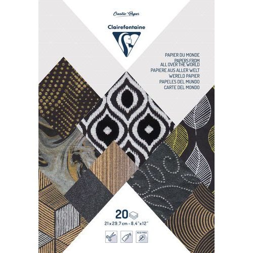 Bloc "Papiers du Monde" 21x29,7cm, 20 F, noir métallisé - Image principale