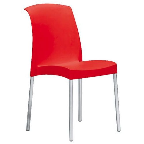 Lot de 6 chaises Jenny 4 pieds rouge/alu - Image principale
