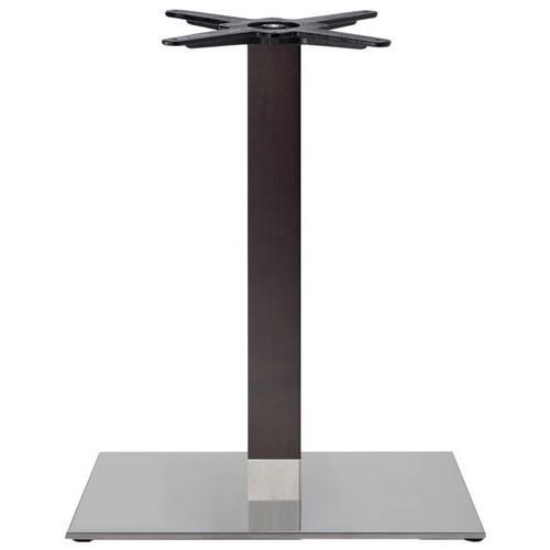 Pied de table Tiffany ht 109cm base rectang inox brillant - colonne hêtre wengué - Image principale