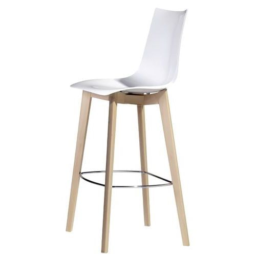 Tabouret Zebra hauteur 78 cm blanc brillant - hêtre naturel - Image principale