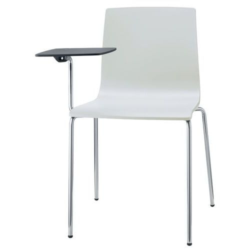 Lot de 2 chaises Alice 4 pieds avec tablette technopolymère lin - chromé - Image principale