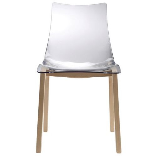 Lot de 2 chaises Zebra antichoc 4 pieds - transparent/hêtre naturel - Image principale