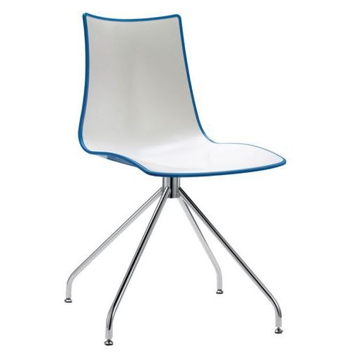 Lot de 2 chaises Zebra blanc/bleu - pied pivotant chromé - Image principale