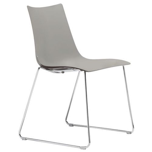 Lot de 2 chaises Zebra taupe - pied traîneau chromé - Image principale