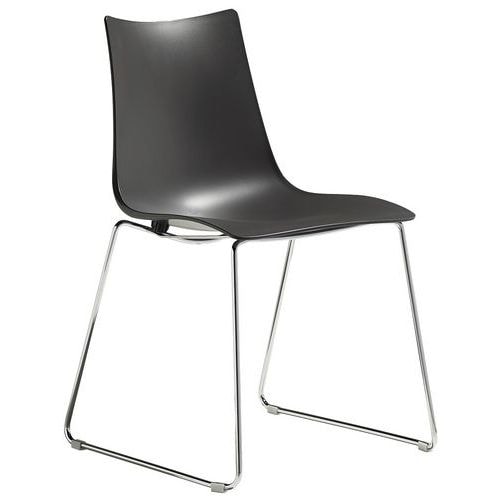 Lot de 2 chaises Zebra anthracite - pied traîneau chromé - Image principale