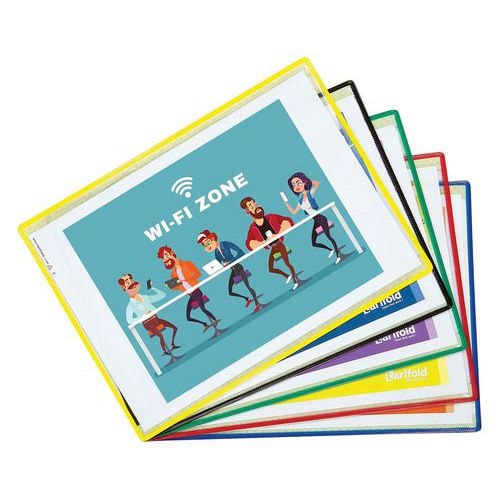 Lot de 5 Pochettes d'affichage adhésive - A4 horizontal - Assorti - Image principale