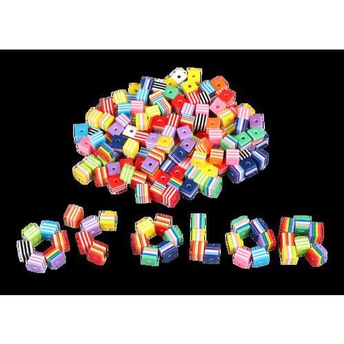 Sachet 200 perles multicolores carrées 10mm - Image principale