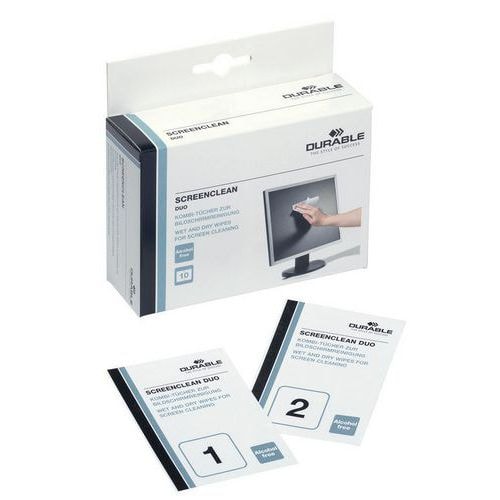 Lot de 10 Lingettes nettoyantes pour écrans SCREENCLEAN DUO - Durable - Image principale