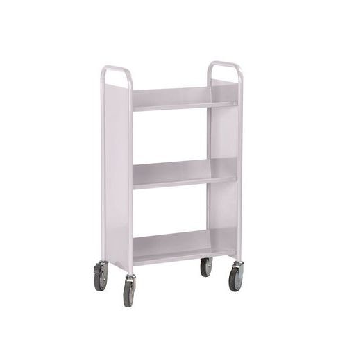 Chariot à livres 3 tablettes inclinées simple face gris 7036 - Image principale