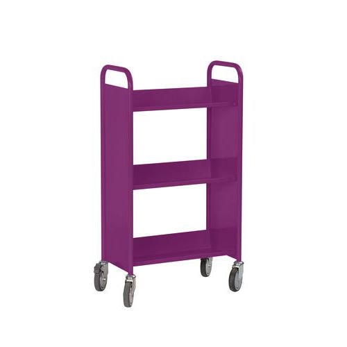 Chariot à livres 3 tablettes inclinées simple face prune 4006 - Image principale