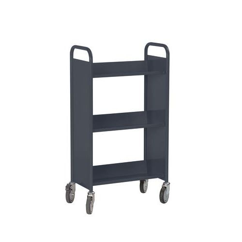 Chariot à livres 3 tablettes inclinées simple face anthracite 7016 - Image principale
