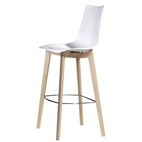 Tabouret Zebra hauteur 78 cm blanc brillant - hêtre naturel - Image principale